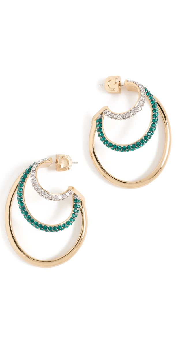 DEMARSON Raisa Hoops 12k Shiny Gold/Hem/Emerald