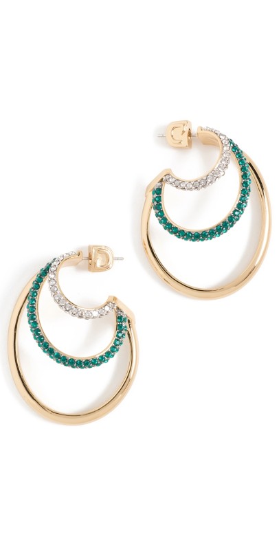 DEMARSON Raisa Hoops 12k Shiny Gold/Hem/Emerald