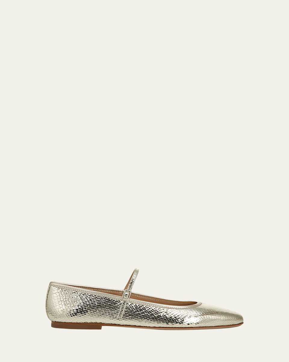 Ellie Snake-Embossed Mary Jane Ballerina Flats