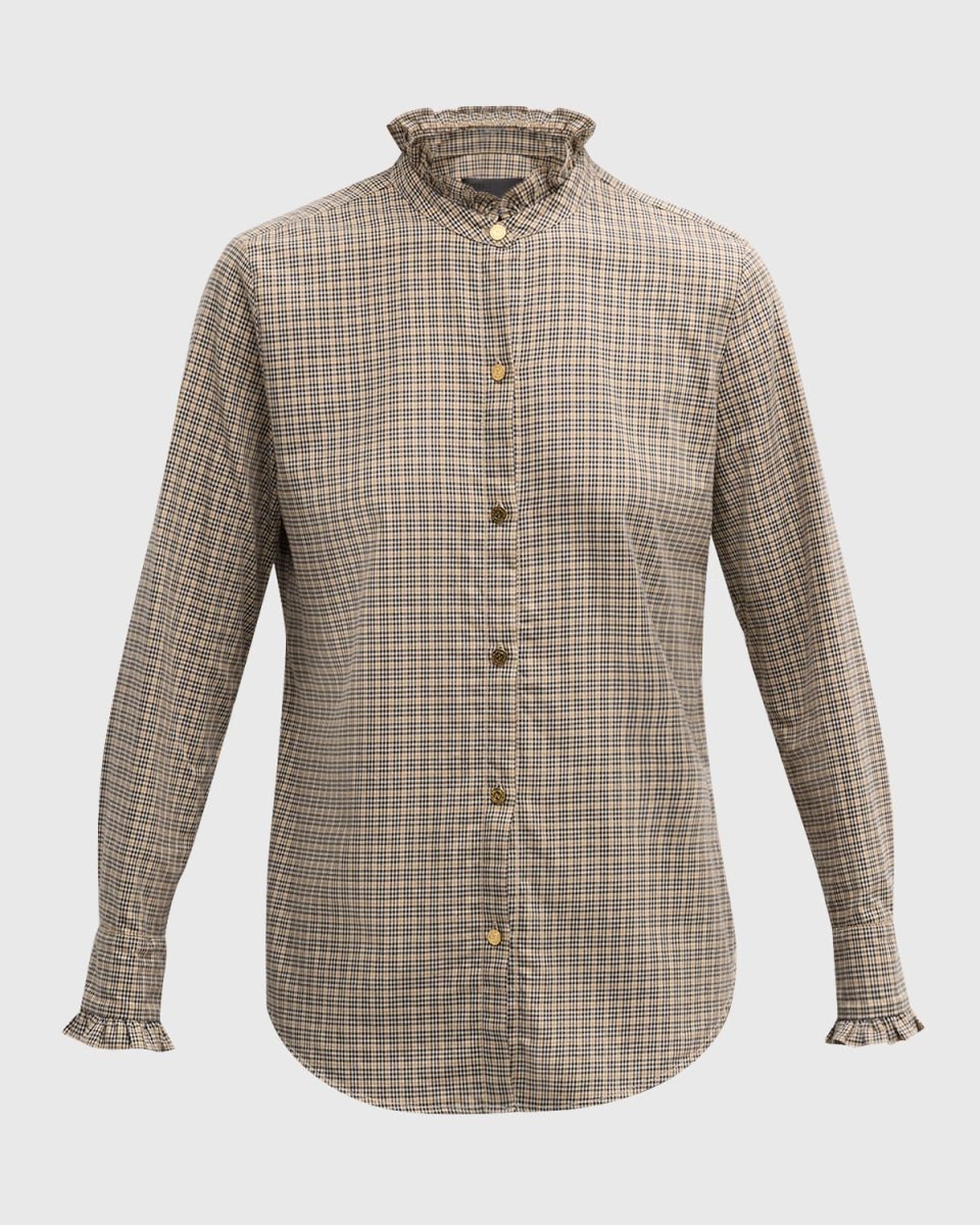 Lydia Check Ruffle Button-Down Shirt