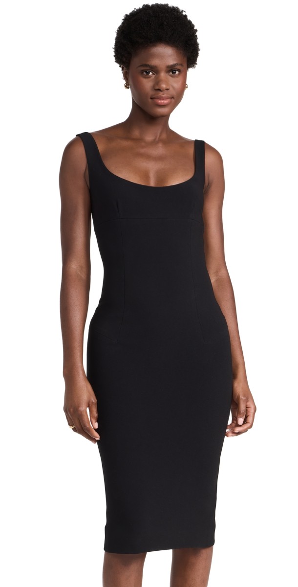 Sergio Hudson Paneled Tank Midi Dress Black