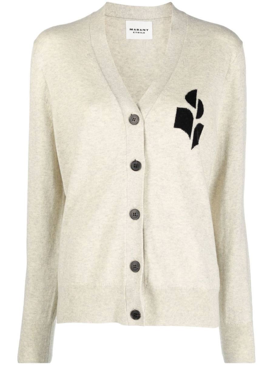 logo-intarsia knitted cardigan