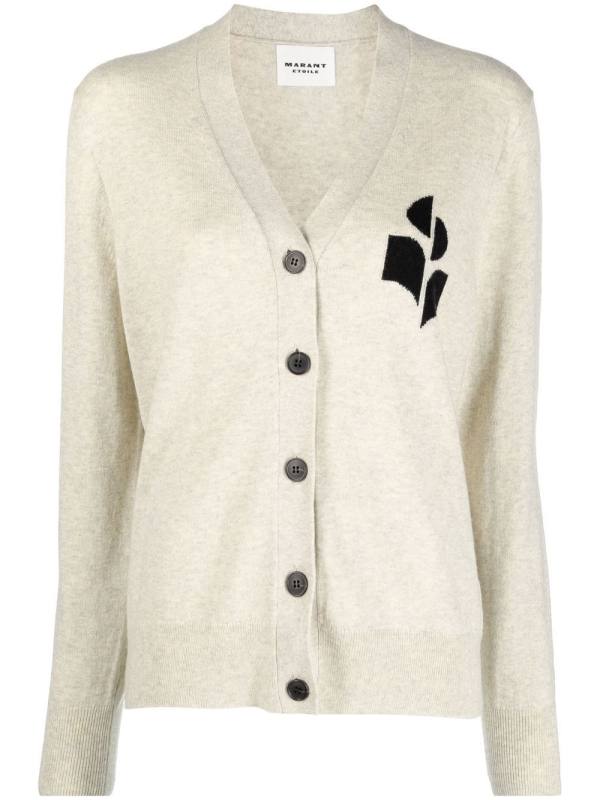 logo-intarsia knitted cardigan