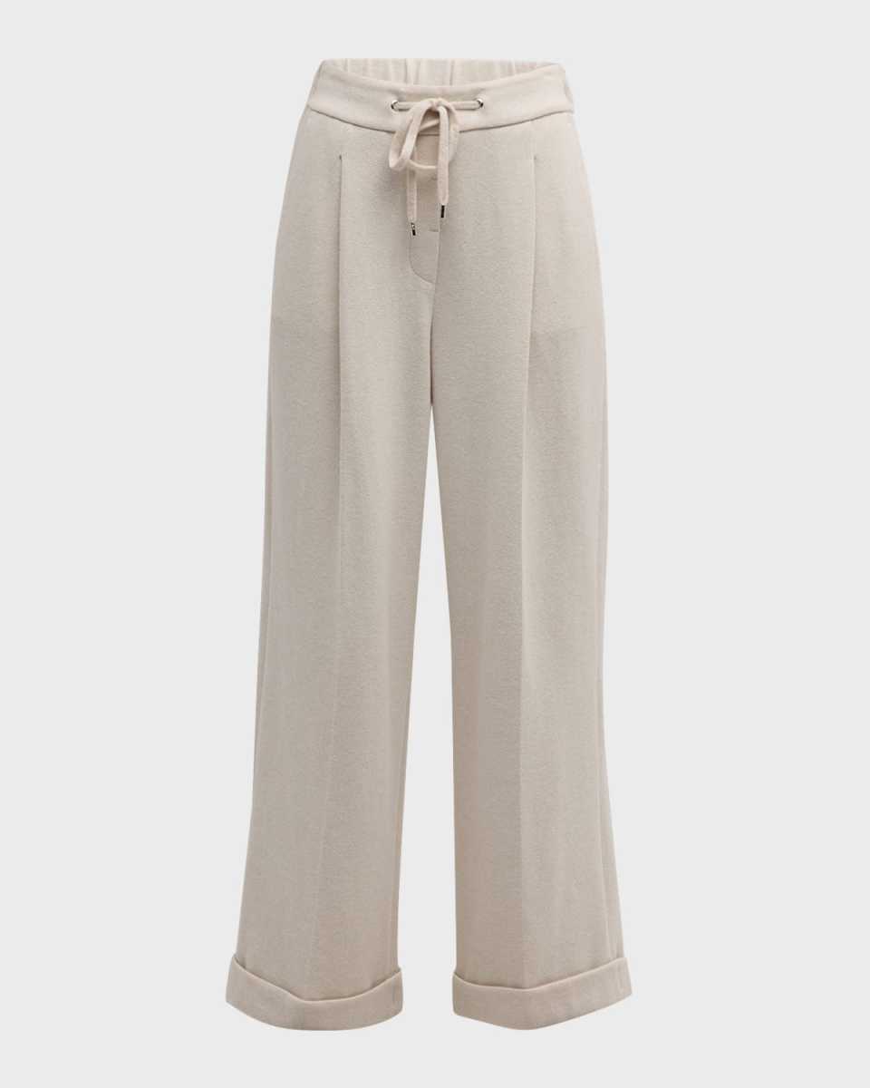 Pleated Straight-Leg Ankle Pants