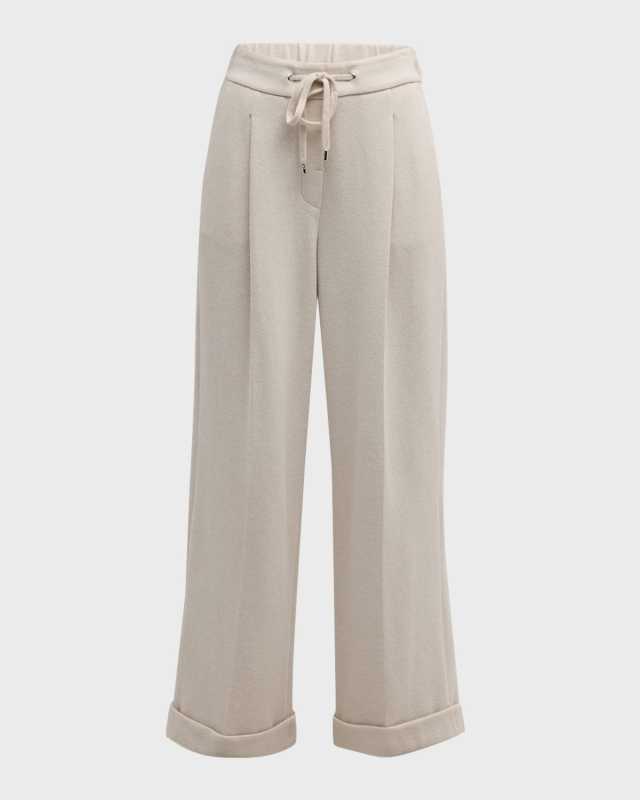 Pleated Straight-Leg Ankle Pants