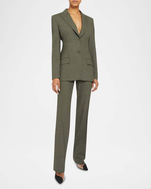 Sofia Straight-Leg Stretch Wool Pants