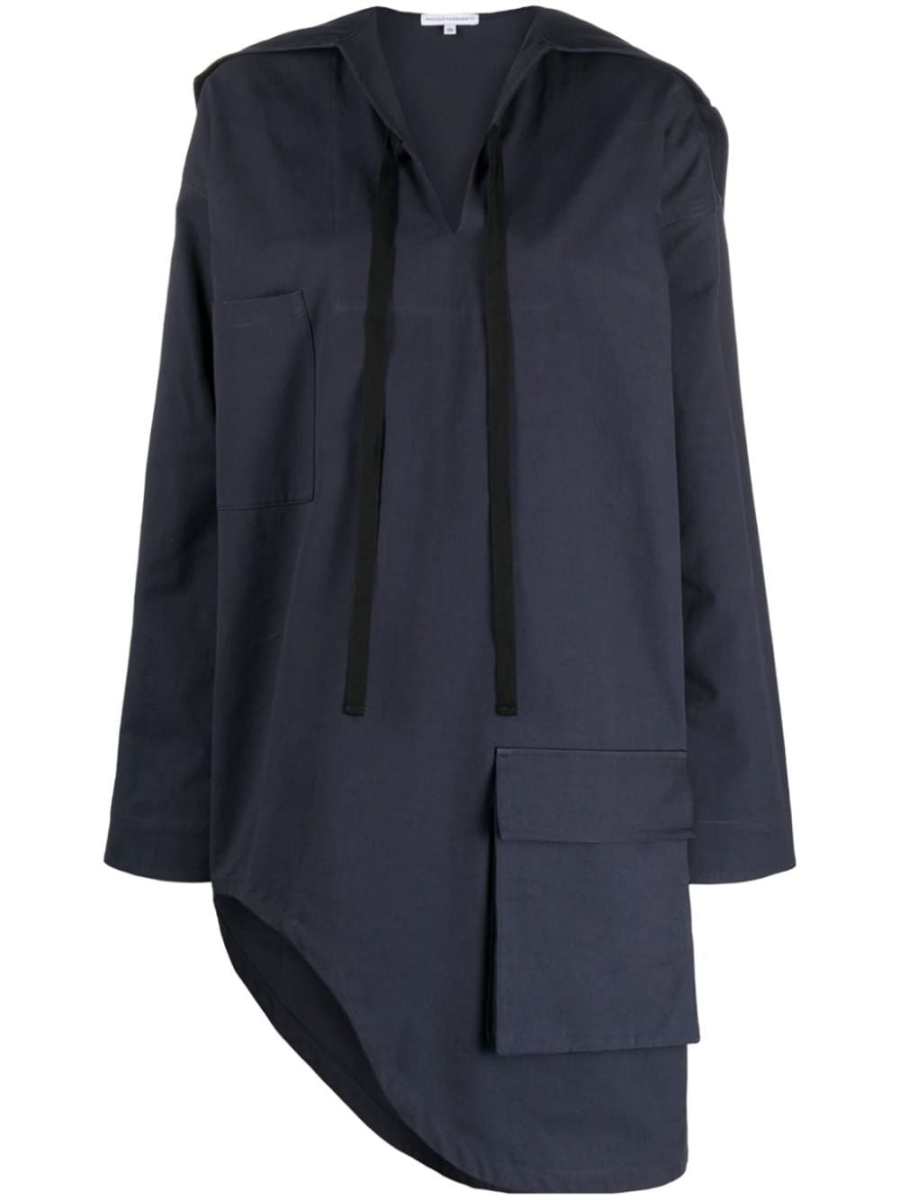 asymmetric-hem cotton dress
