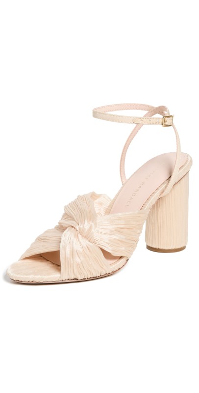Loeffler Randall Reed Pleated Twist Sandals Almond