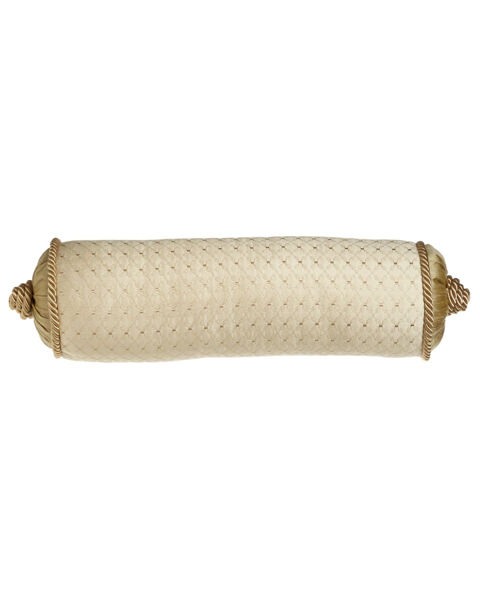 Antoinette Diamond-Stitch Neck Roll Pillow, 6" x 19"