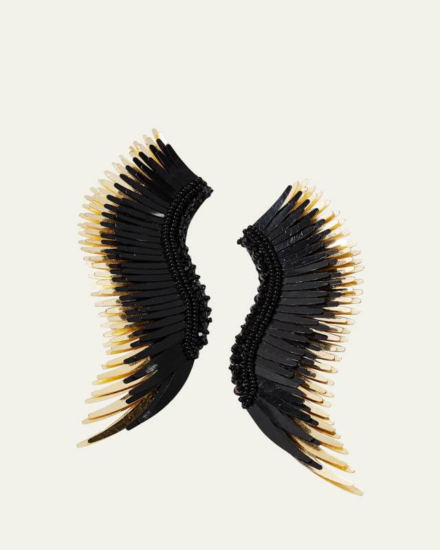 Madeline Beaded Statement Earrings, Black/Golden