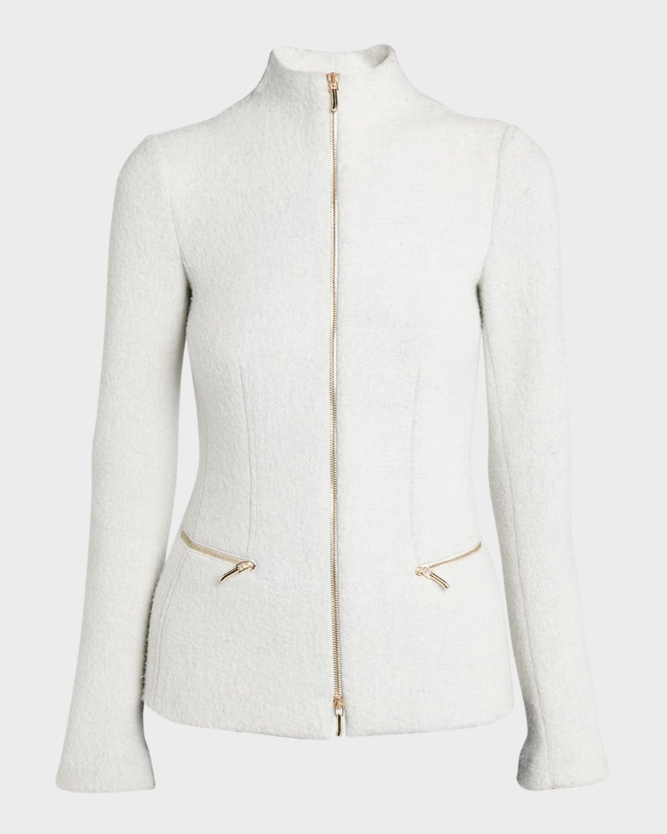 Cashmere-Blend Zip-Up Knit Jacket