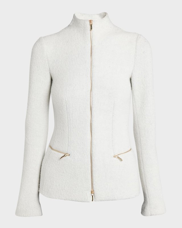 Cashmere-Blend Zip-Up Knit Jacket