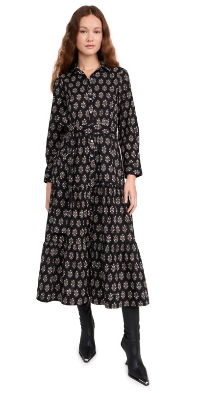 Marea Flounce Shirt Dress Black Meadow