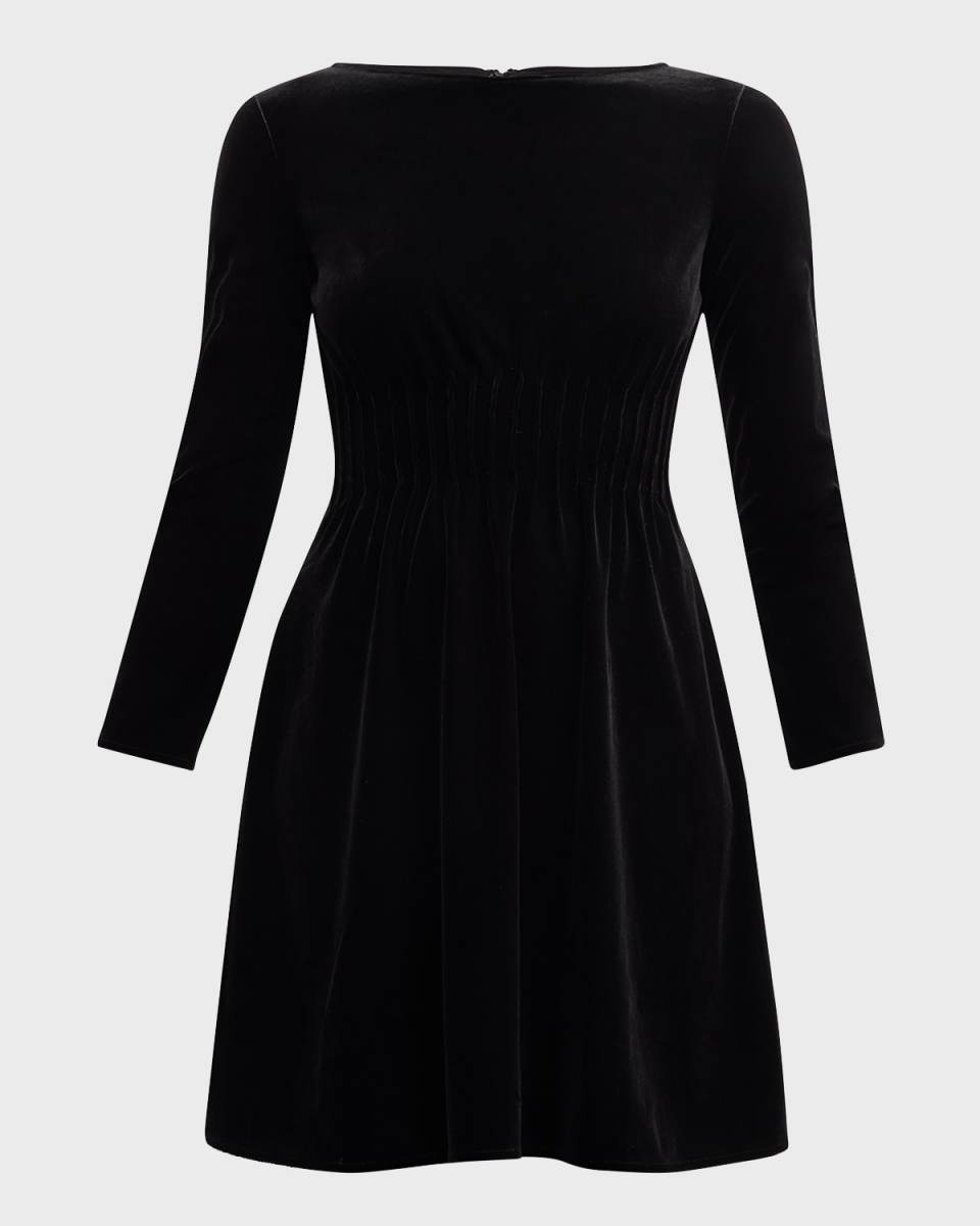 Cinched Stretch Velvet Mini Dress