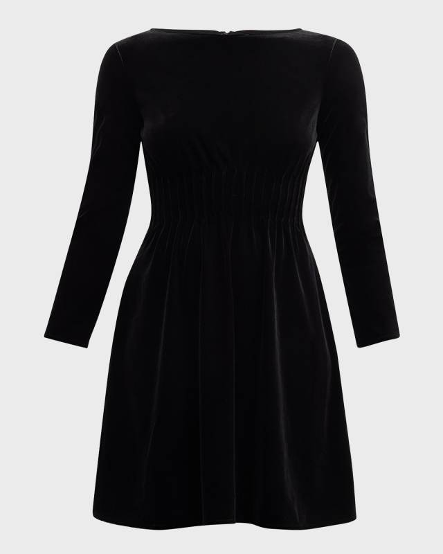 Cinched Stretch Velvet Mini Dress