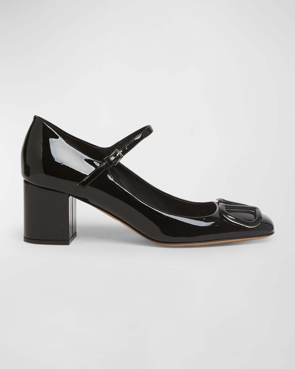 VLogo Leather Mary Jane Pumps