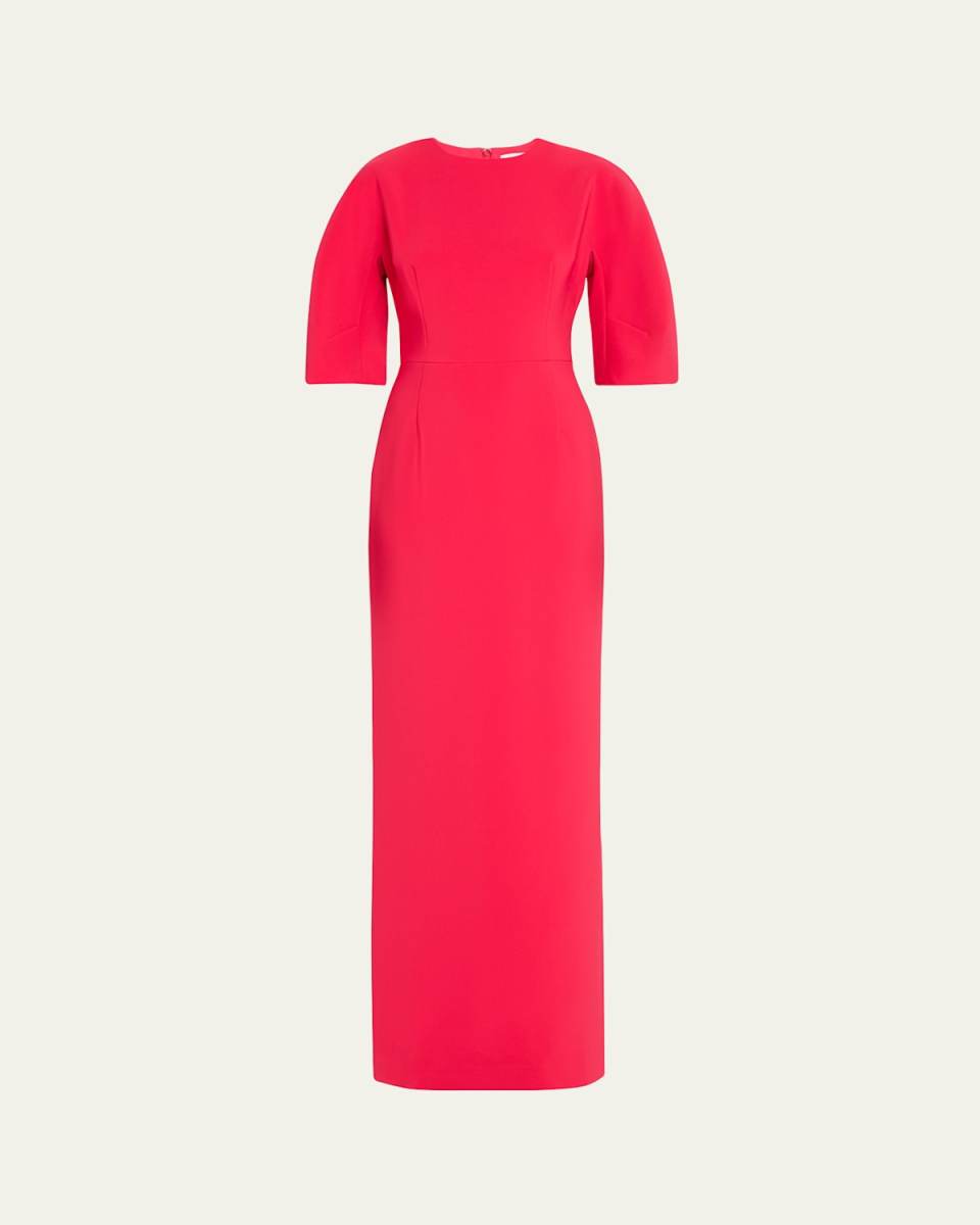 3/4-Sleeve Crepe Column Gown