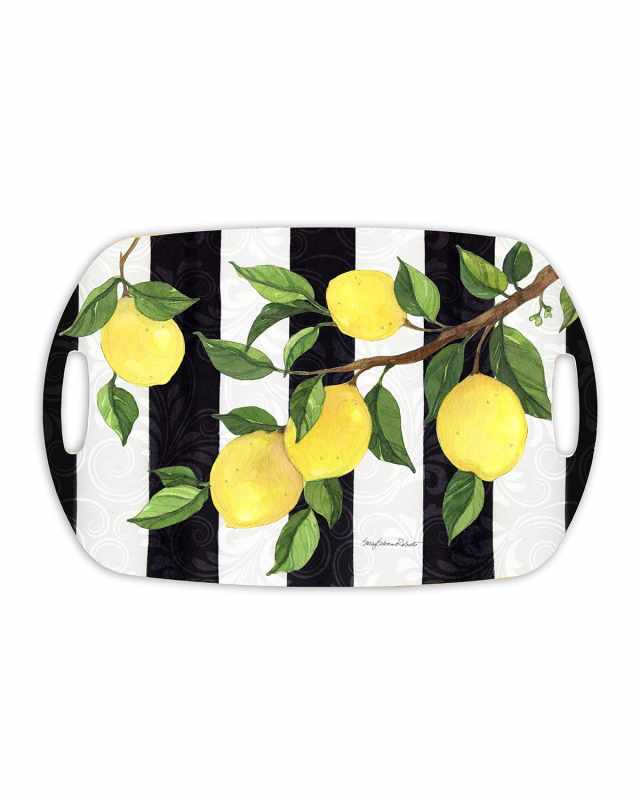 Lemon Branch Shatter-Resistant Bamboo Serving Tray
