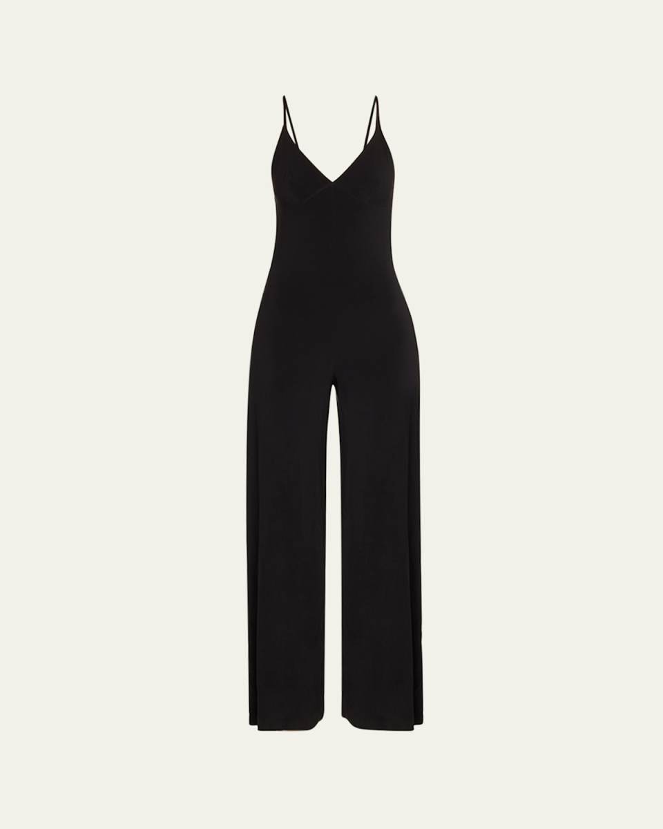 Wide-Leg Slip Jumpsuit, Black