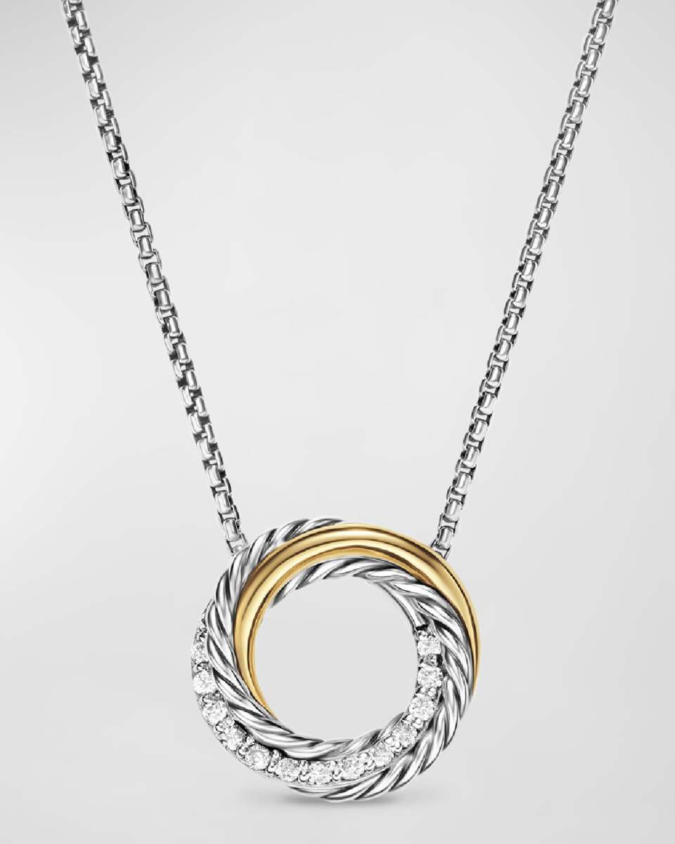 Crossover Pendant Necklace in Silver, 14.5mm, 16-17"L