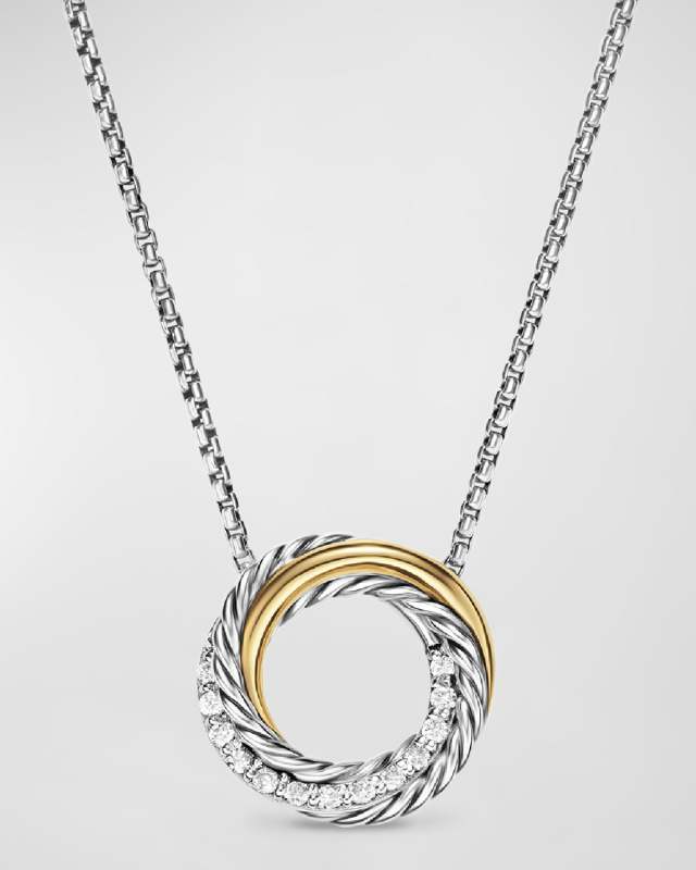 Crossover Pendant Necklace in Silver, 14.5mm, 16-17"L