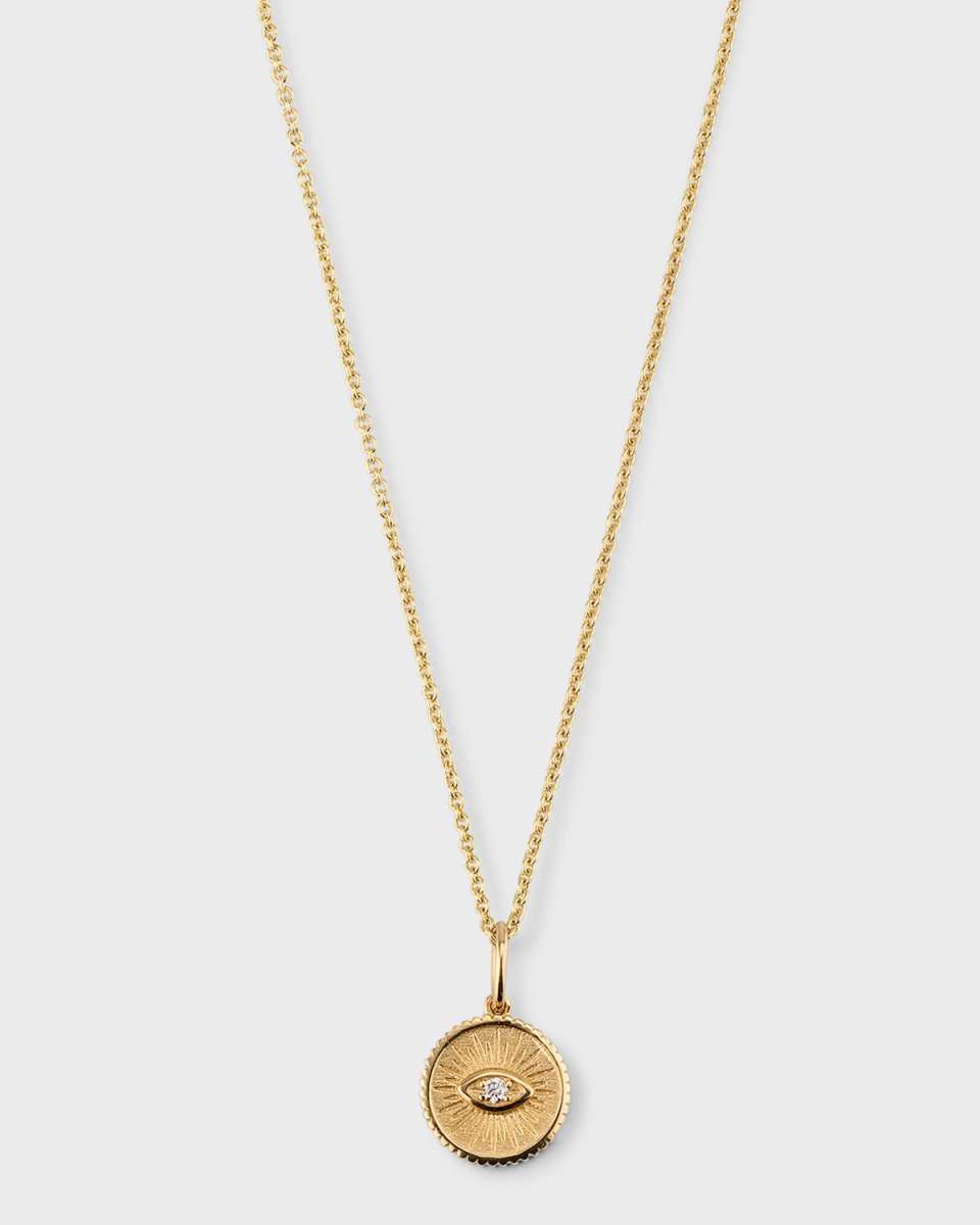 14k Diamond Evil Eye Coin Necklace