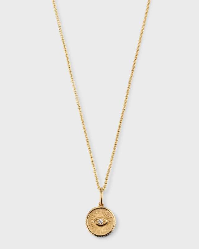 14k Diamond Evil Eye Coin Necklace