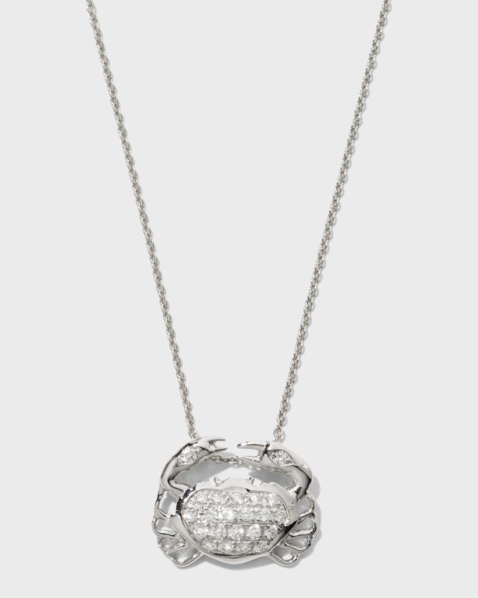 Crab Tiny Treasures Necklace in White Gold