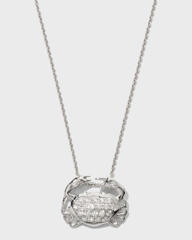Crab Tiny Treasures Necklace in White Gold