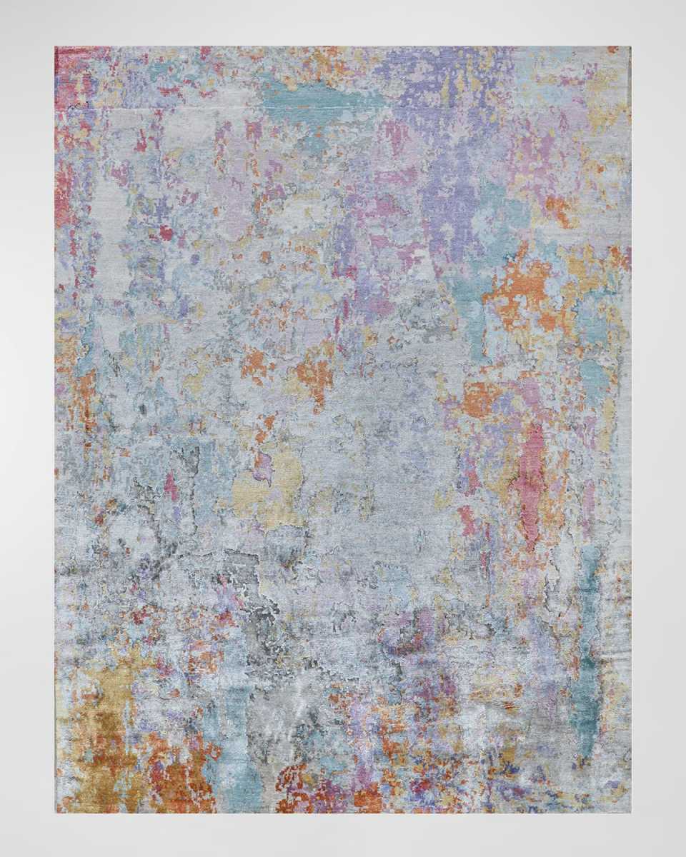 Floor Art Hand-Knotted Ivory Multi Rug, 10' x 14'