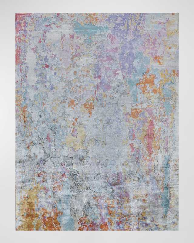 Floor Art Hand-Knotted Ivory Multi Rug, 10' x 14'