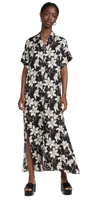 alice + olivia Edyth Maxi Tie Belt Dress Stargazer Black