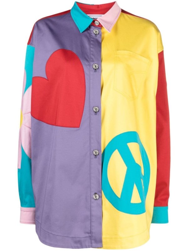 graphic-print panelled shirt