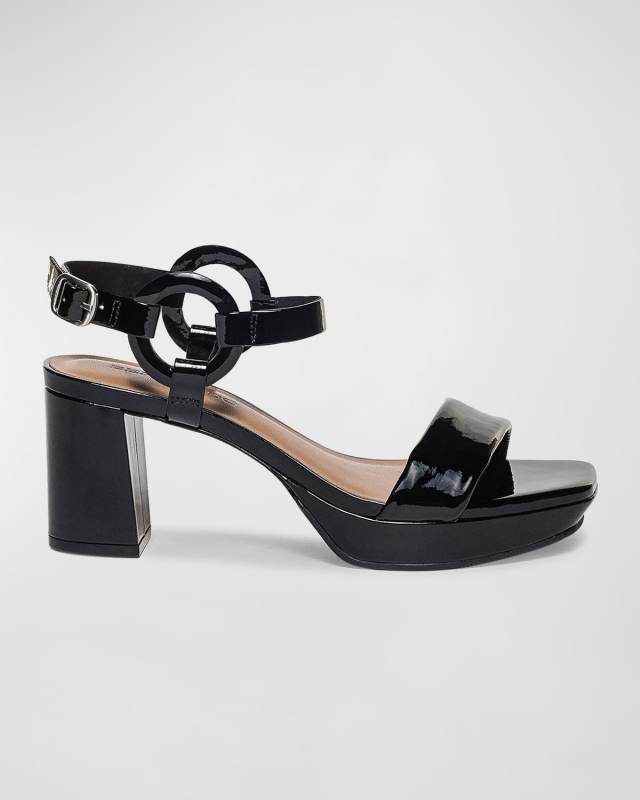 Patent Calfskin Slingback Platform Sandals