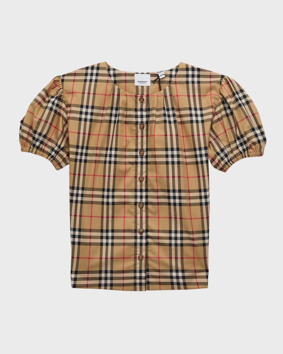 Girl's Sheryl Check-Print Blouse, Size 3-14