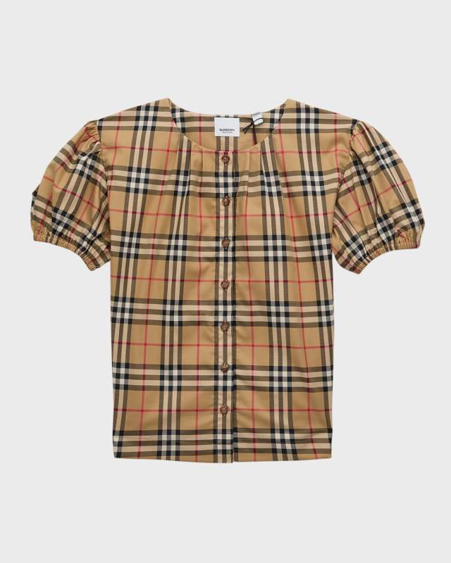 Girl's Sheryl Check-Print Blouse, Size 3-14