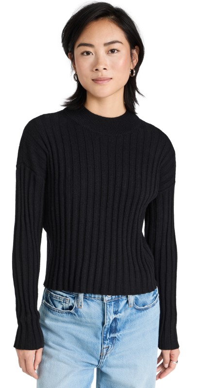 Madewell Mockneck Crop Sweater True Black
