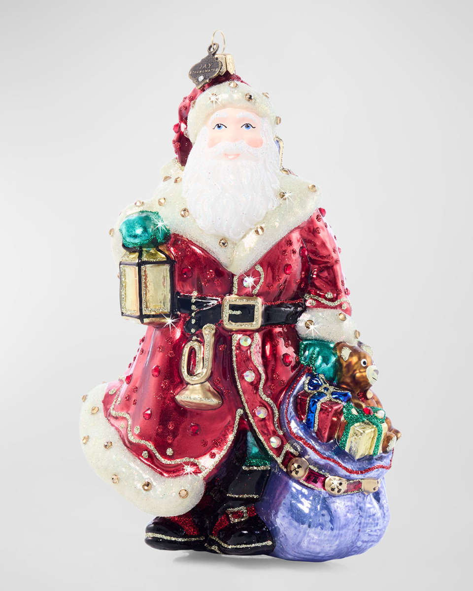 Bountiful Santa Glass Christmas Ornament