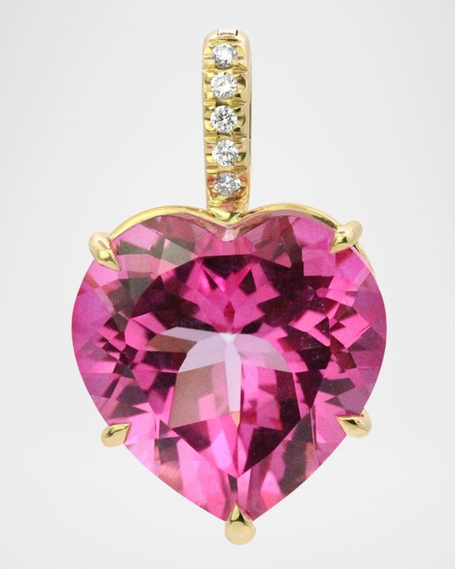 18K Yellow Gold Jumbo Blue Topaz Heart Pendant