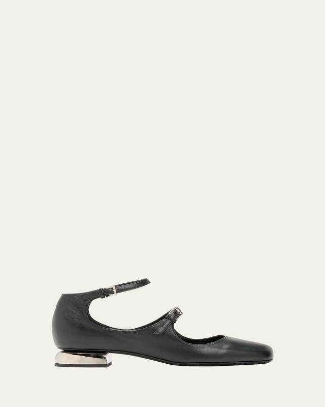 Leather Mary Jane Ballerina Flats