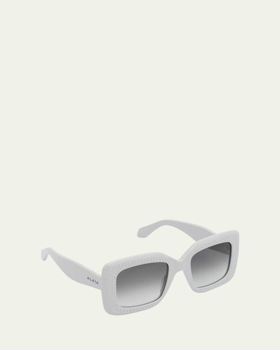 Embellished Rectangle Acetate Sunglasses
