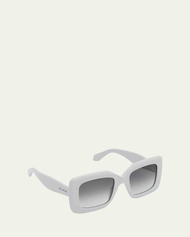 Embellished Rectangle Acetate Sunglasses