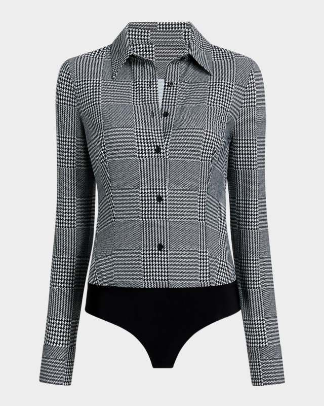 Plaid Button-Down Shirt Bodysuit