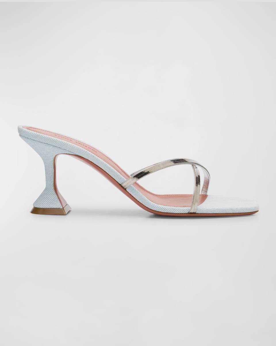 Henson Denim Chain Crisscross Slide Sandals