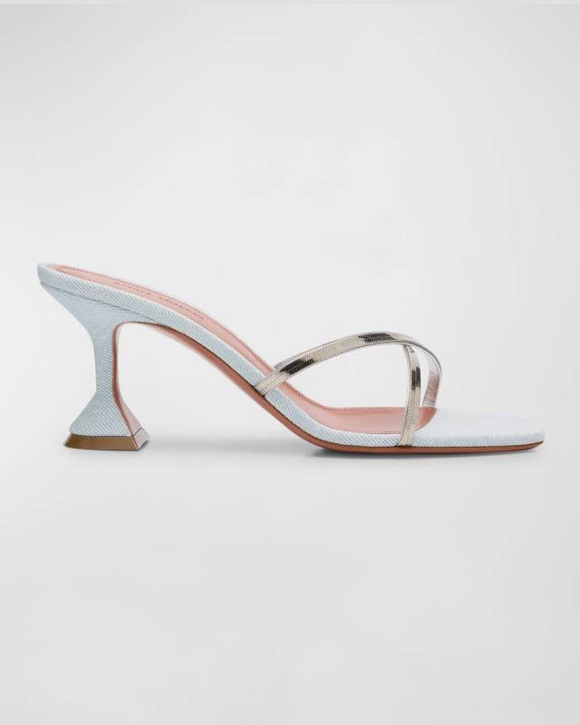 Henson Denim Chain Crisscross Slide Sandals