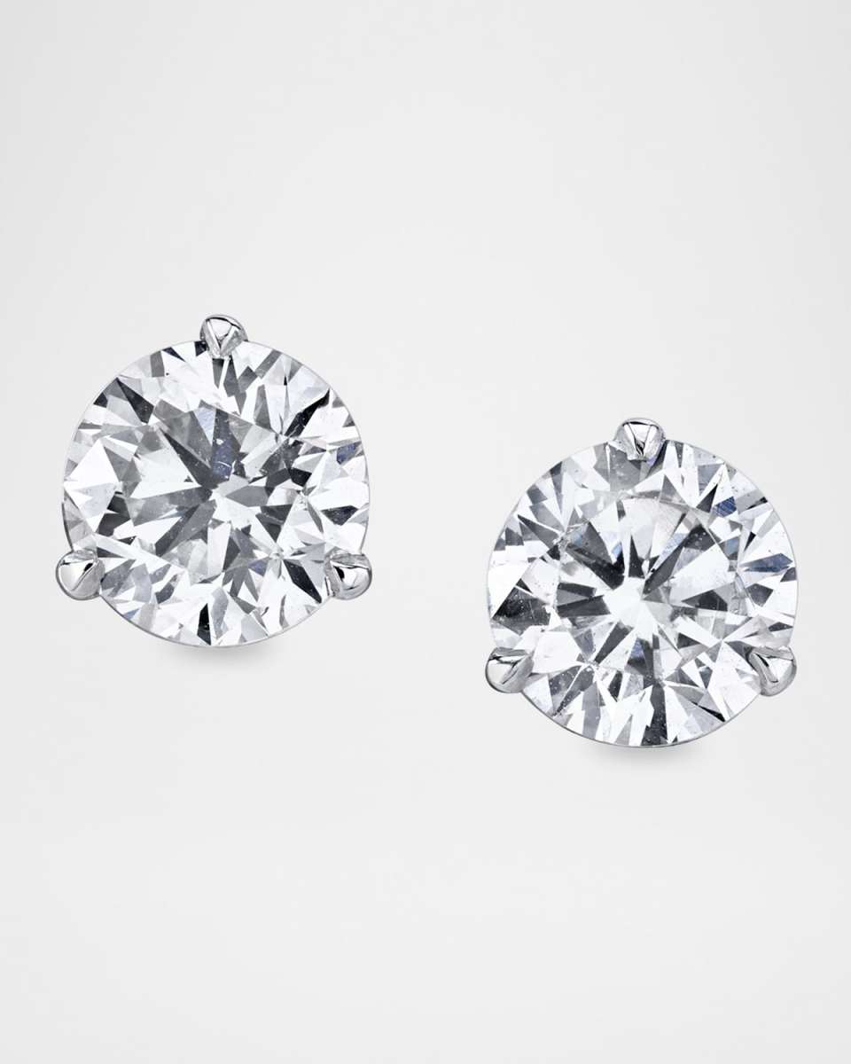 18K White Gold Martini Diamond Stud Earrings, 3.00tcw, 0.30"L / 0.30"W