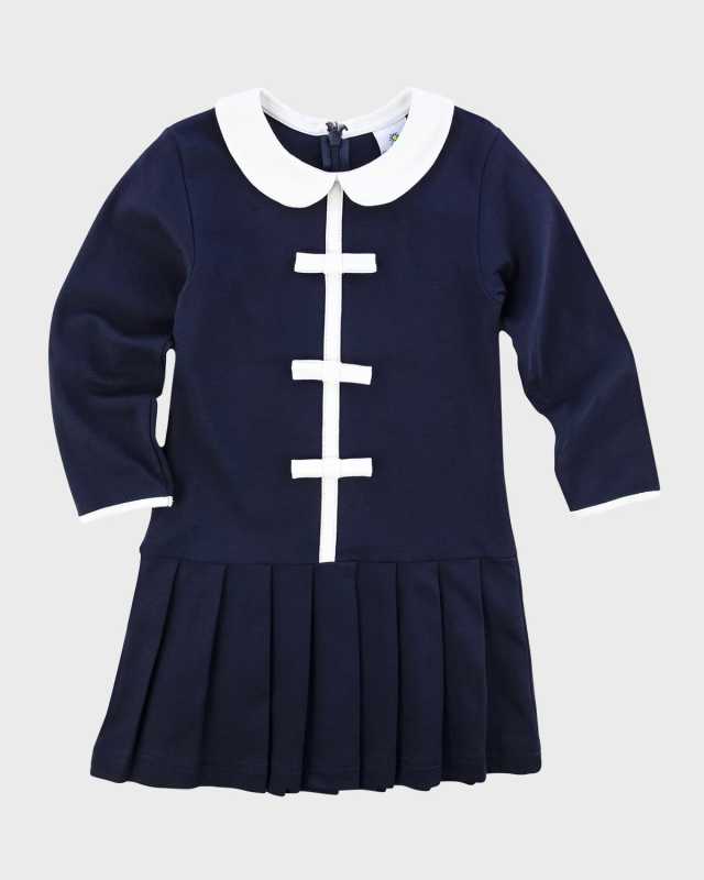 Girl's Pleated Combo Dress, Size 2-8
