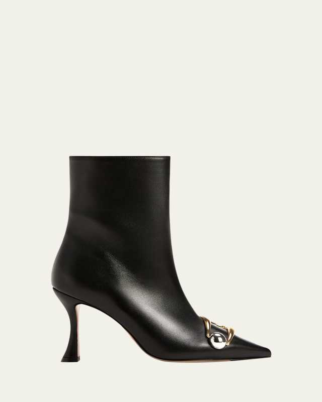 Harper Leather Ornament Ankle Booties