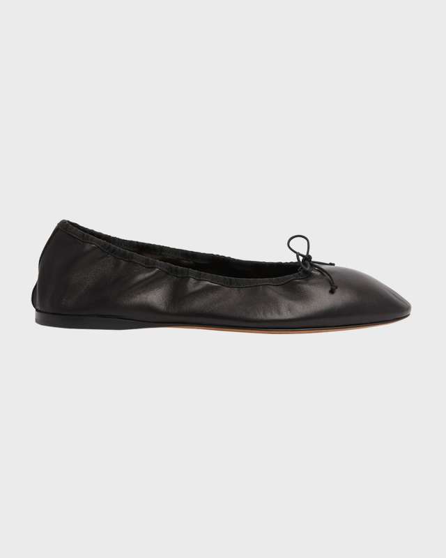 Awar Leather Bow Ballerina Flats
