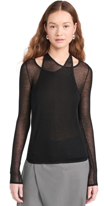 St. Agni Semi Sheer Loop Top Black
